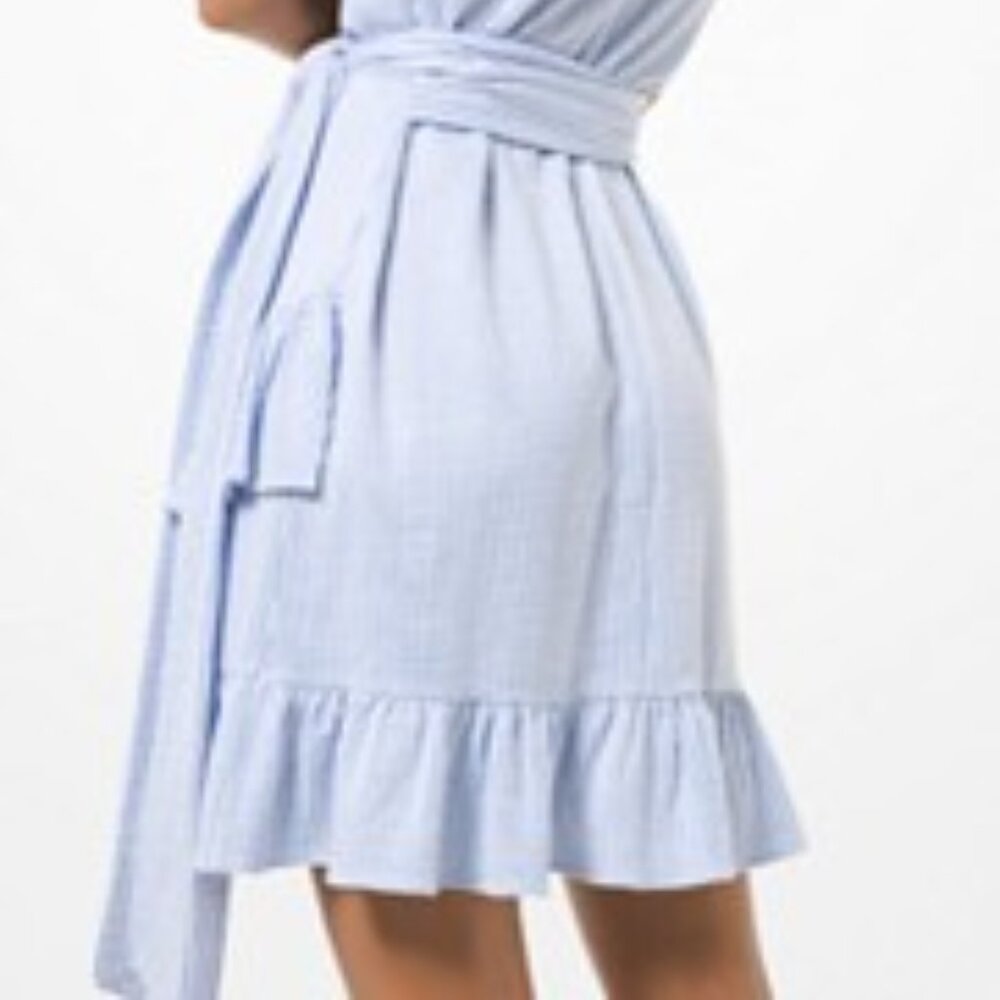 Michael Kors Sky Blue Ruffle Sleeve Mini Dress - Picture 6 of 15